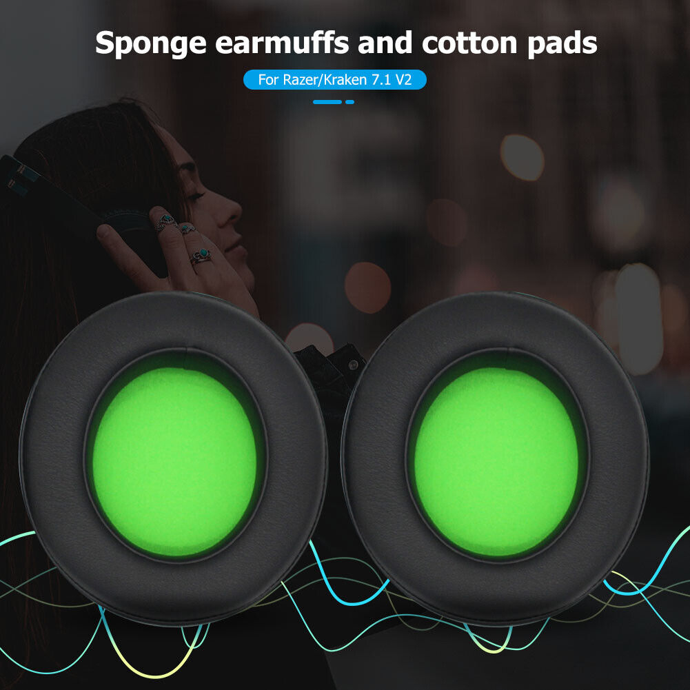 2x Leather Foam Gaming Headset Replacement Ear Pads for Razer Kraken 7.1 V2