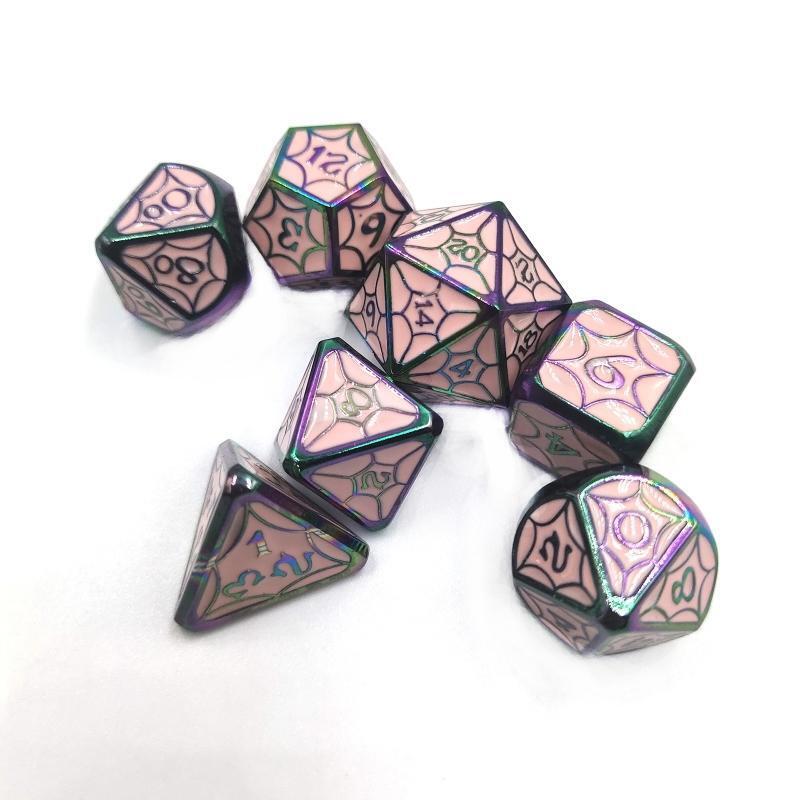 7Pcs Zinc Alloy Multi-faceted Dice Set Digital Number Cubes Various Shapes Dices