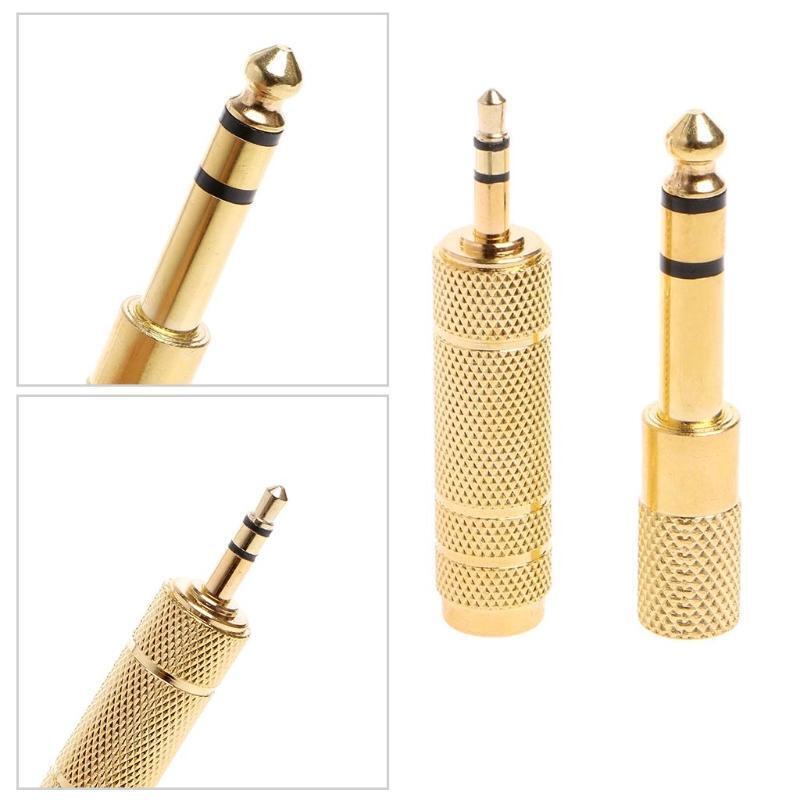 2Pcs 6.5mm 1/4 Female to 3.5mm 1/8 Male Stereo Audio Mic Plug Adapter Jack