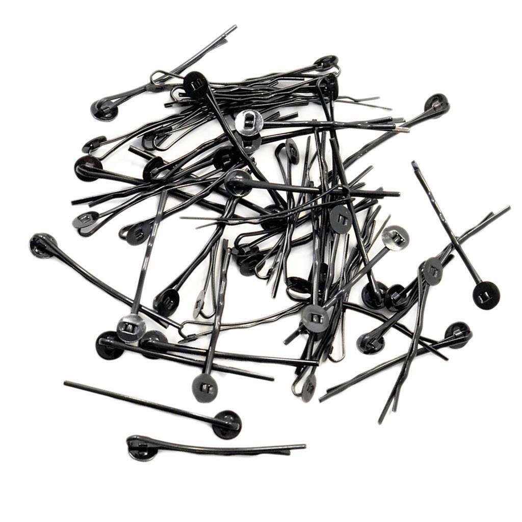50x Black   Bezel Tray   Pin DIY Jewelry Making Findings