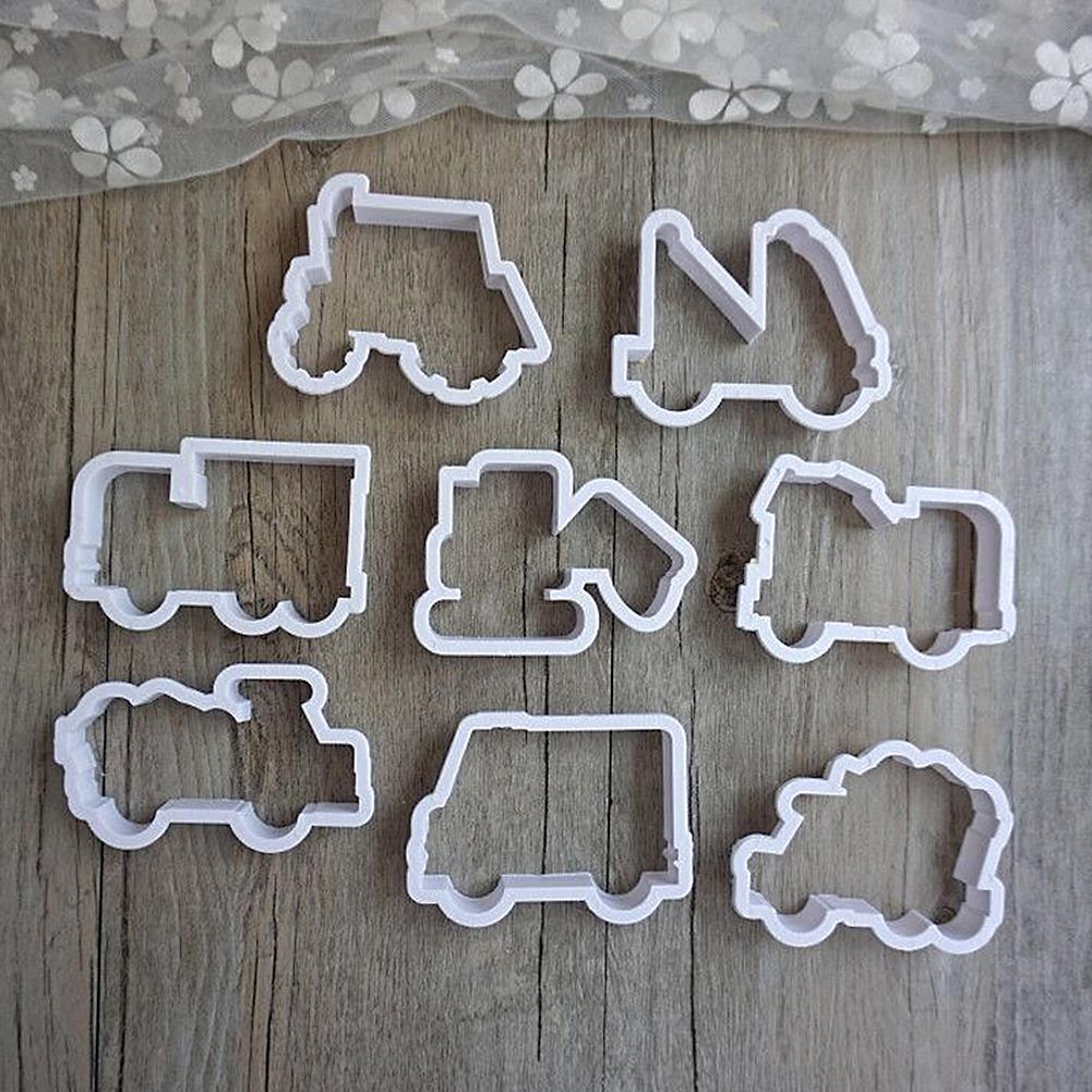 8pcs/Set Car Fondant Cake Mold Sugarcraft Decorating Plastic Biscuit Mould