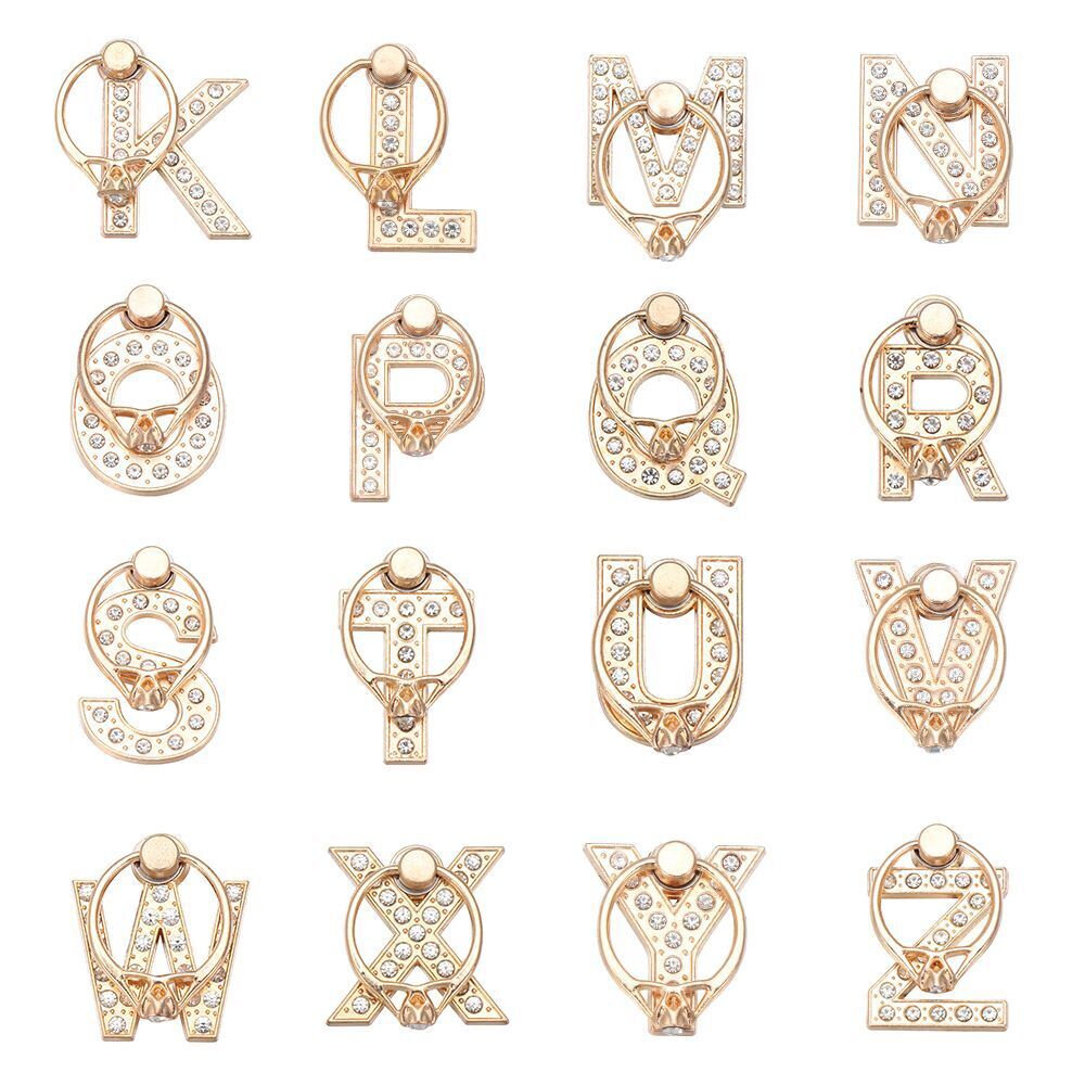 Luxury Diamond Car Bracket Finger Ring Holder Letter Phone Stand 360 Rotation