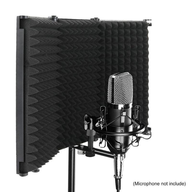 3 Panels Microphone Isolation Shield Mic Sound Absorbing Foam Reflector