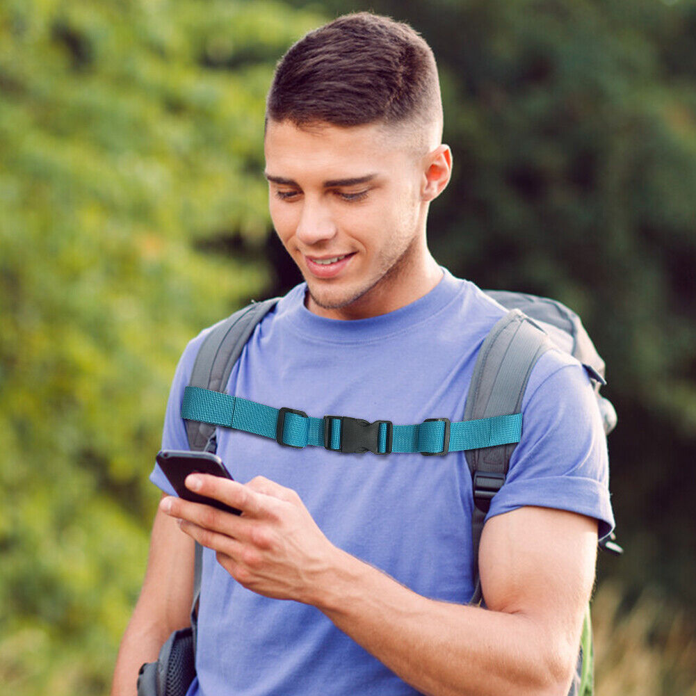 Backpack Shoulder Non-slip Fixed Strap Adjustable Bag Chest Belt (Blue)