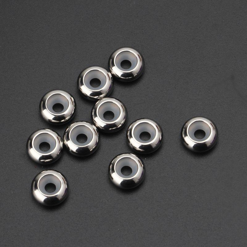 10Pcs Stainless Steel Rubber Insert Stopper Spacer Beads for Add-a-Bead Bracelet