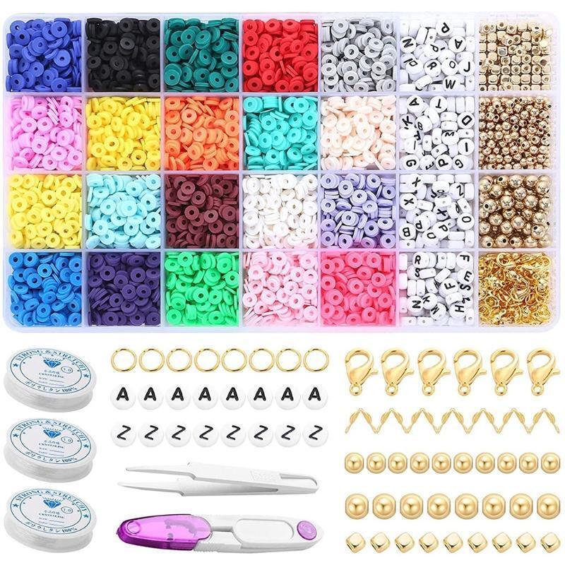 Clay Beads Clay Spacer Beads Jump Rings Jewelry Making Bracelets 6mm Multi Color