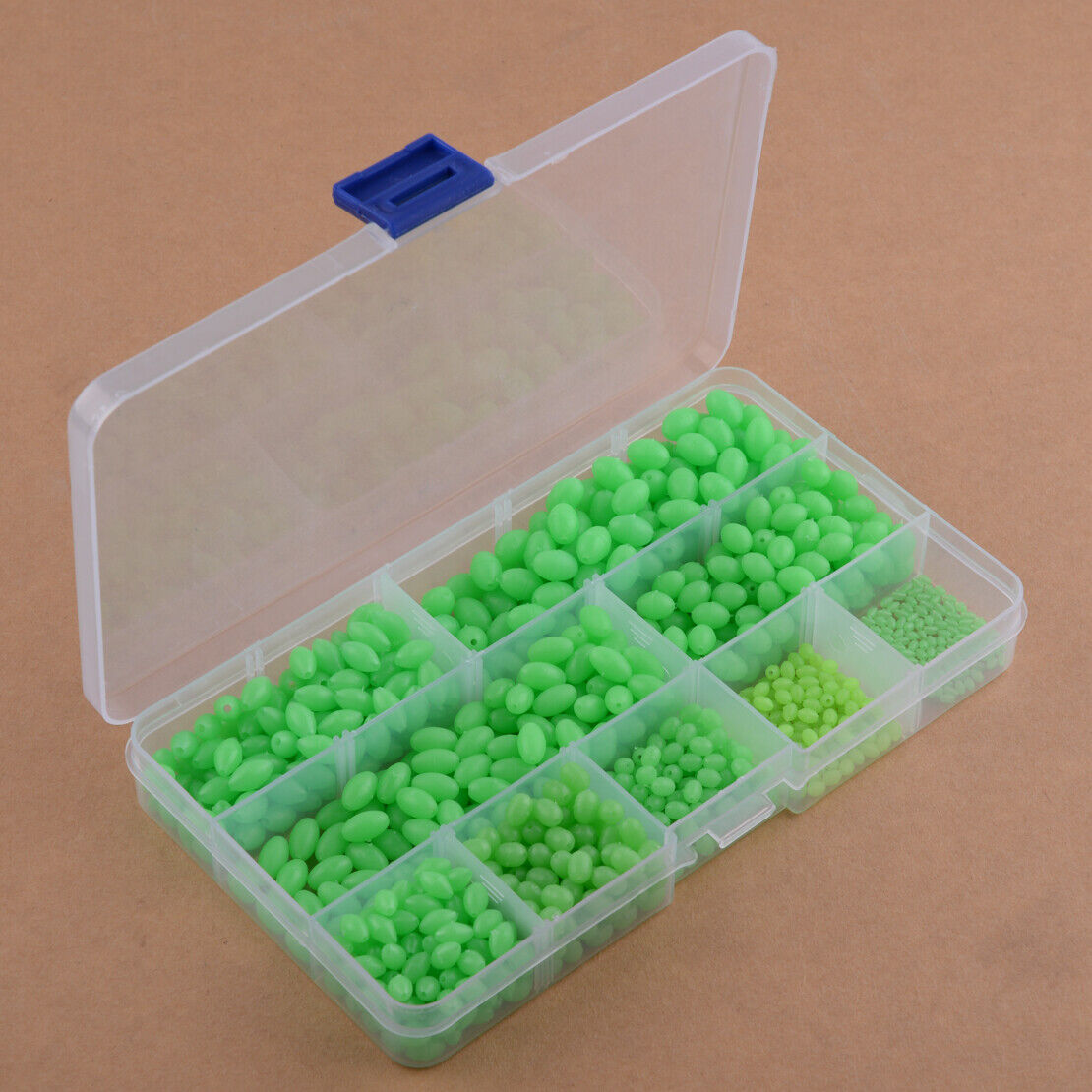 900x Box Green Plastic Oval Luminous Beads Fishing Lures Night Glow Floating Li