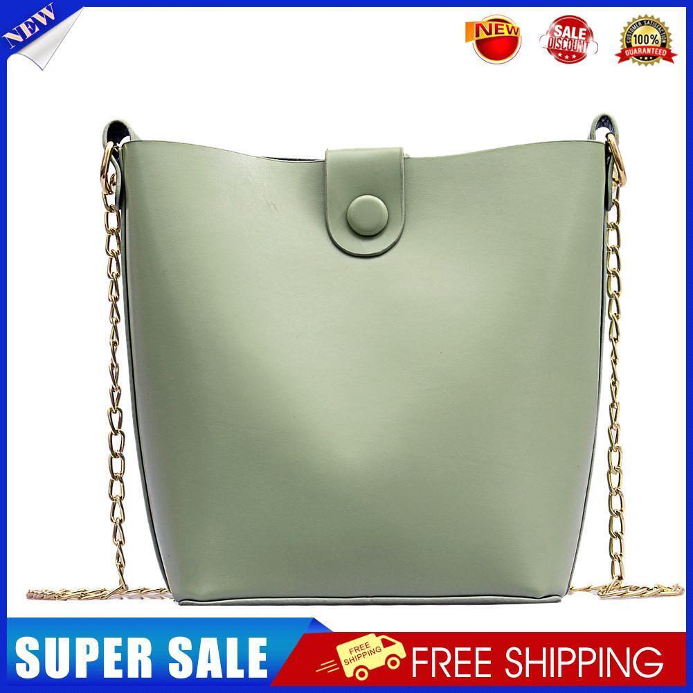 Pure Color Letter Print Shoulder Handbags Women Chain Crossbody Bag (Green)