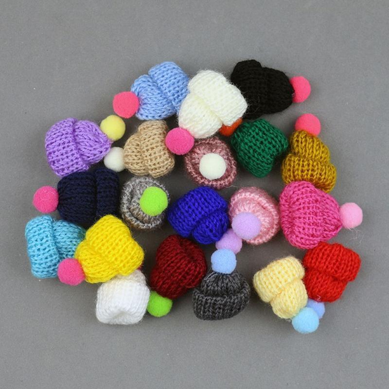 100 Pcs Pom Pom Hat Handmade Mini Finger Hat DIY Art Craft Brooch Jewelry Making