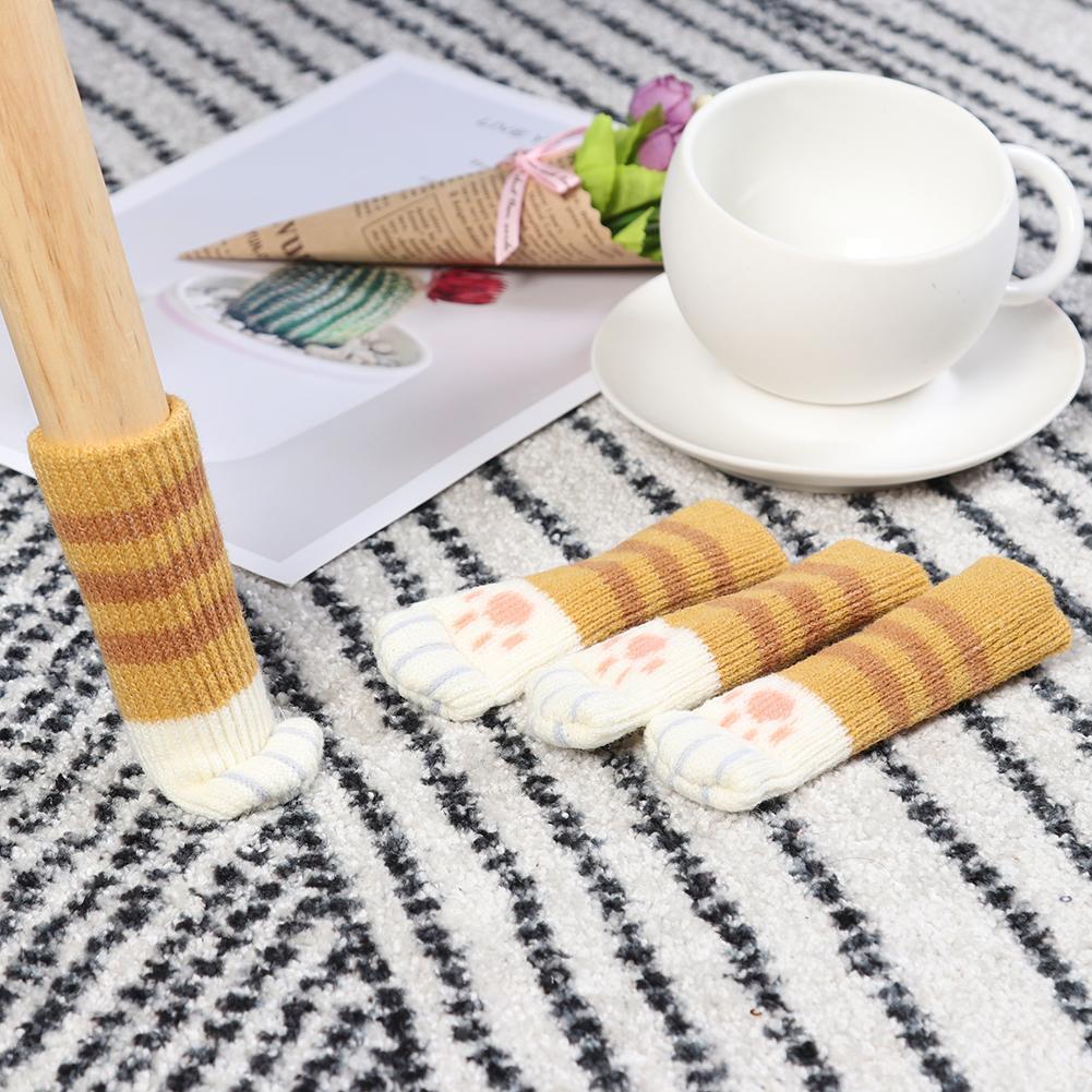 4pcs/set Cat Chair Feet Sock Thicken Anti-slip Table Leg Knitted Cover (C)