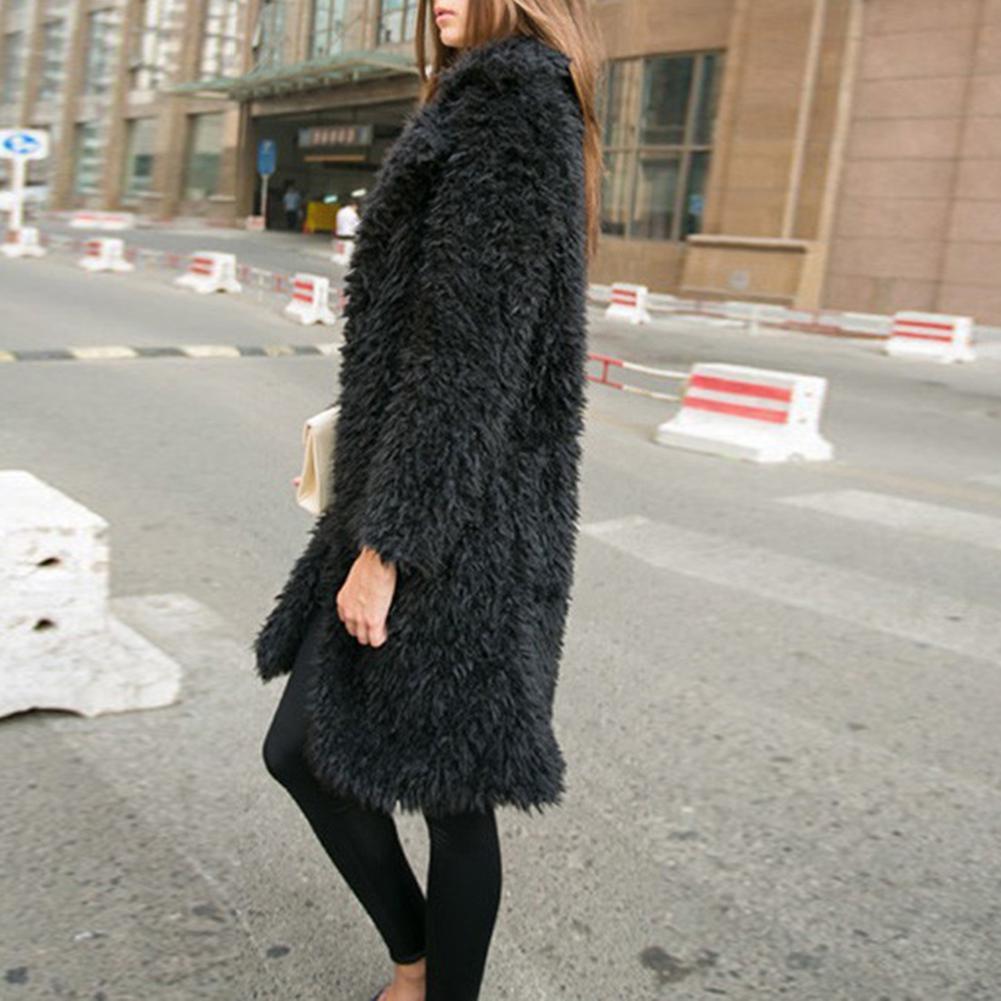 Solid Winter Fashion Cardigan Coat Long Sleeve Women Outerwear (Black XL)