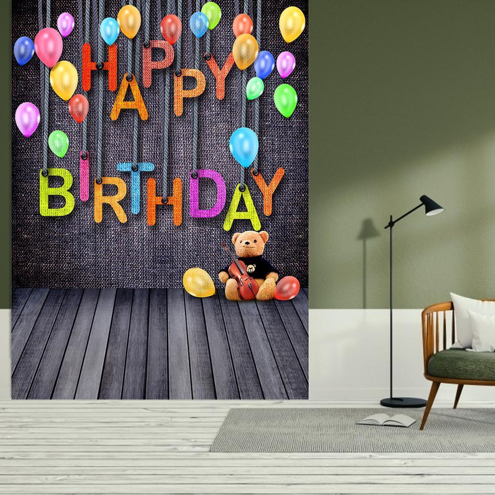 Happy Birthday Art Cloth Backdrop Photographic Studio Prop Kid Family Decor