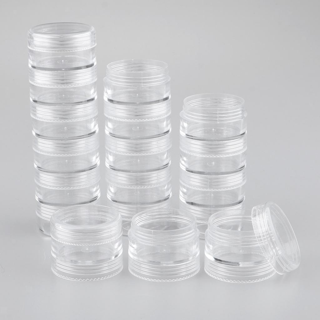 3x 6 Layers Round Stackable Clear Plastic Storage Container Jar Organizer Box w/