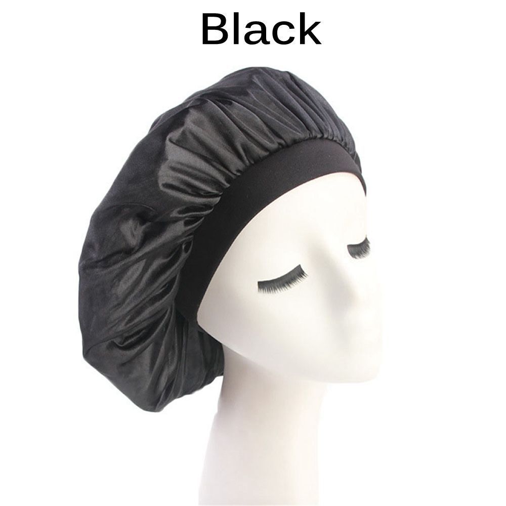 Night Sleep Wide Band Head Cover Bonnet Headwrap Chemo Cap Satin Stretch Hat