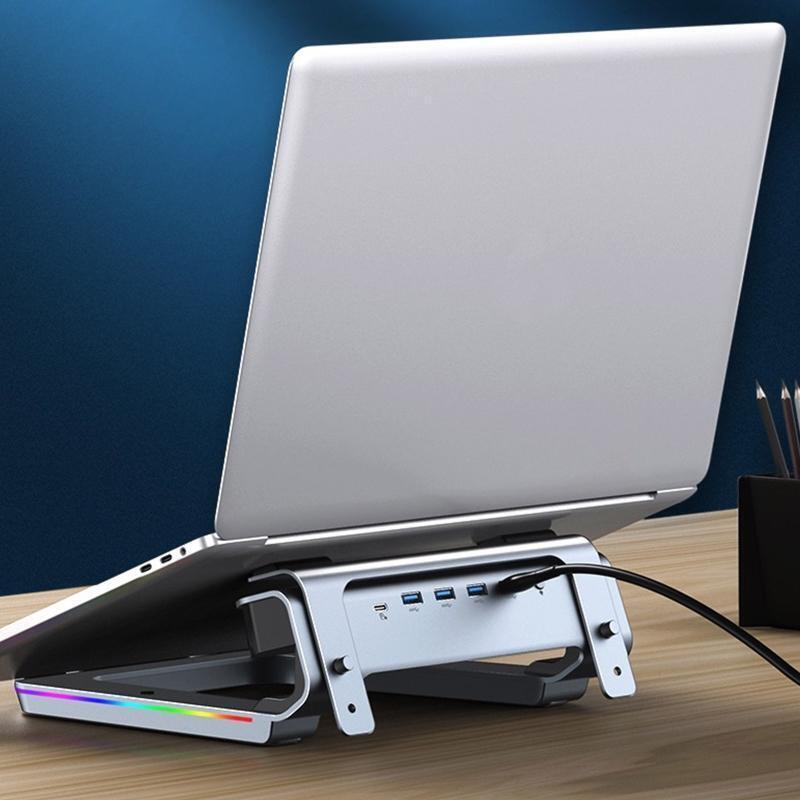 Laptop Stand with USB C Hub, 6 in1 Docking Station USB-C 3.0 100W Power Delivery