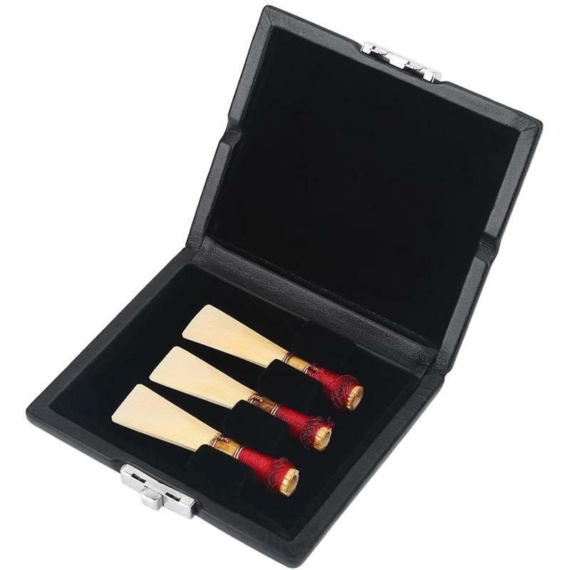 Oboe Reed Case Leather Reeds Holder Storage Box Protector Case for 3 Oboe Reeds