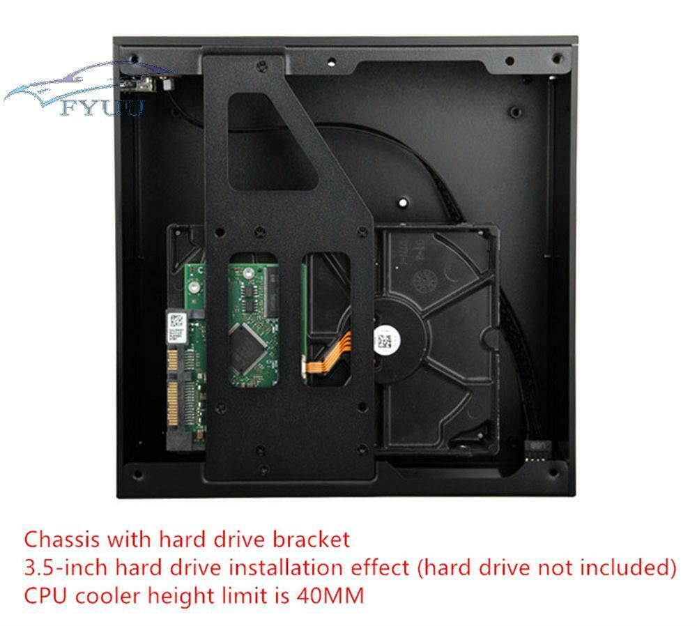 Black Aluminum AC-DC HTPC Computer Box Desktop PC Enclosure For MINI-ITX(17x17)