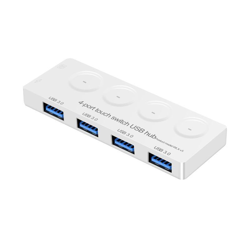 USB 3.0 Data Hub with Individual Touch On/Off Switches and LED Light for Laptop
