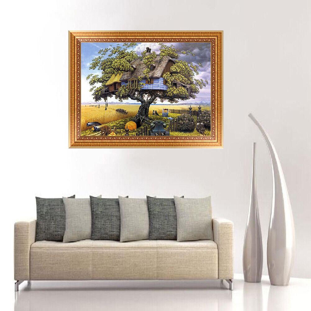 Square Drill 5D DIY Diamond Painting Tree House Embroidery Cross Stitch