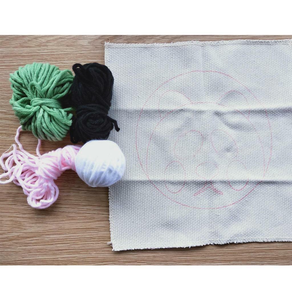 Lovely Panda Punch Needle Kits with  Tools Soft Yarn for