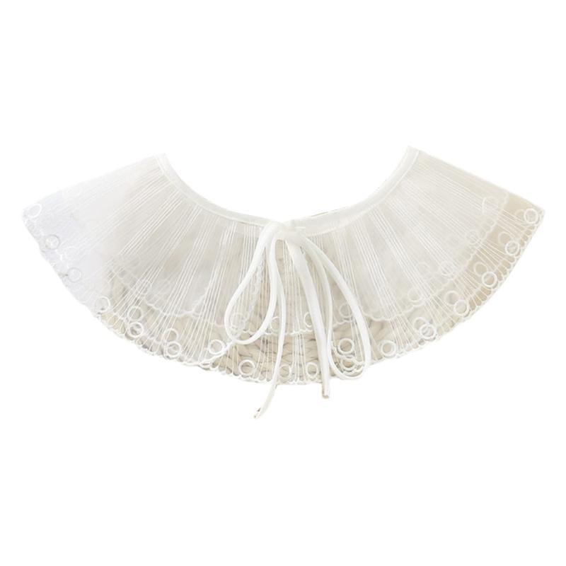 Women Double Layer Organza Faux Collar Shawl Lace-Up Sunscreen Necklace Poncho