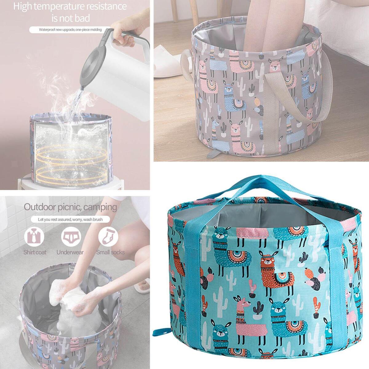 2x Foot Soaking Bath Basin Bath Bag for Travel Outdoor Camping Washing 21L