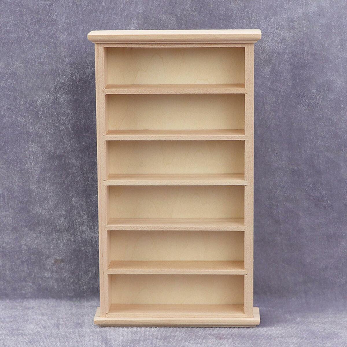 2- 1:12 Bookshelf Shelf Wardrobe Handmade Unpainted Wooden Furniture Set