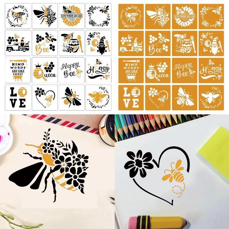 24PCS Sunflower Painting Stencils Set Xmas New Year Decoration Tools Supplies