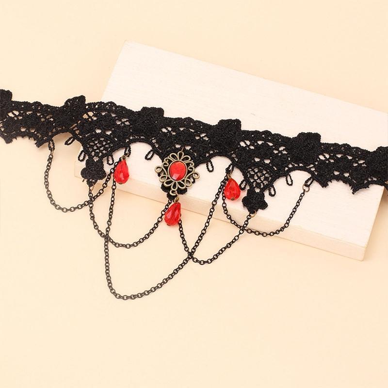 Goth Chain Lace Choker Necklace Steampunk Punk Collar Gothic Choker Jewelry