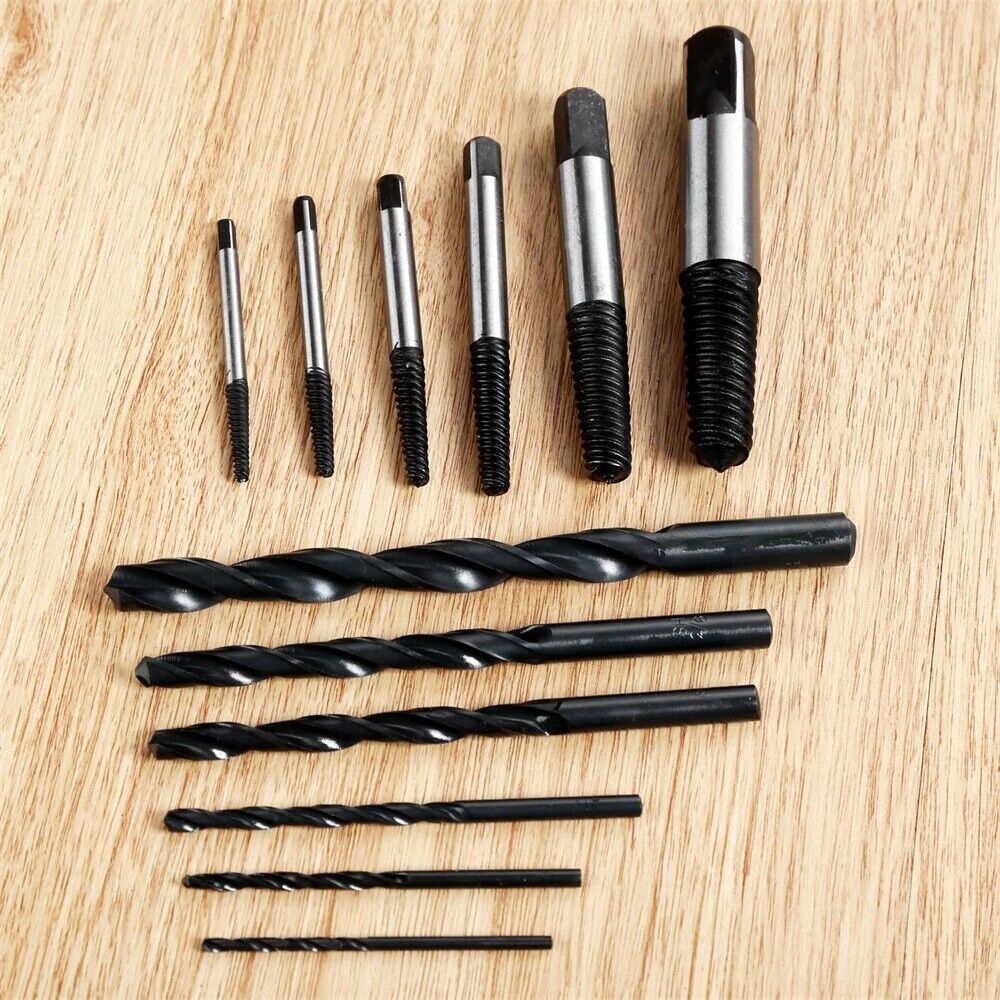 Woodworking Broken Screw Extractor Easy Out Bolts Remover Drill Bits 12pcs/set
