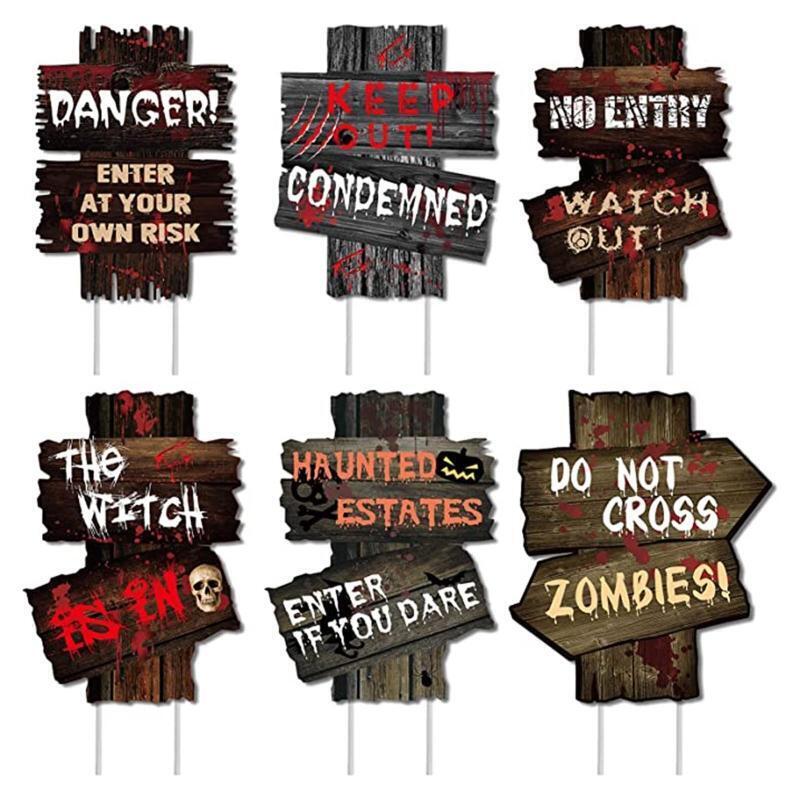 Halloween Yard Signs Set of 6 Spooky Night Home Courtyard Pathway Decoration