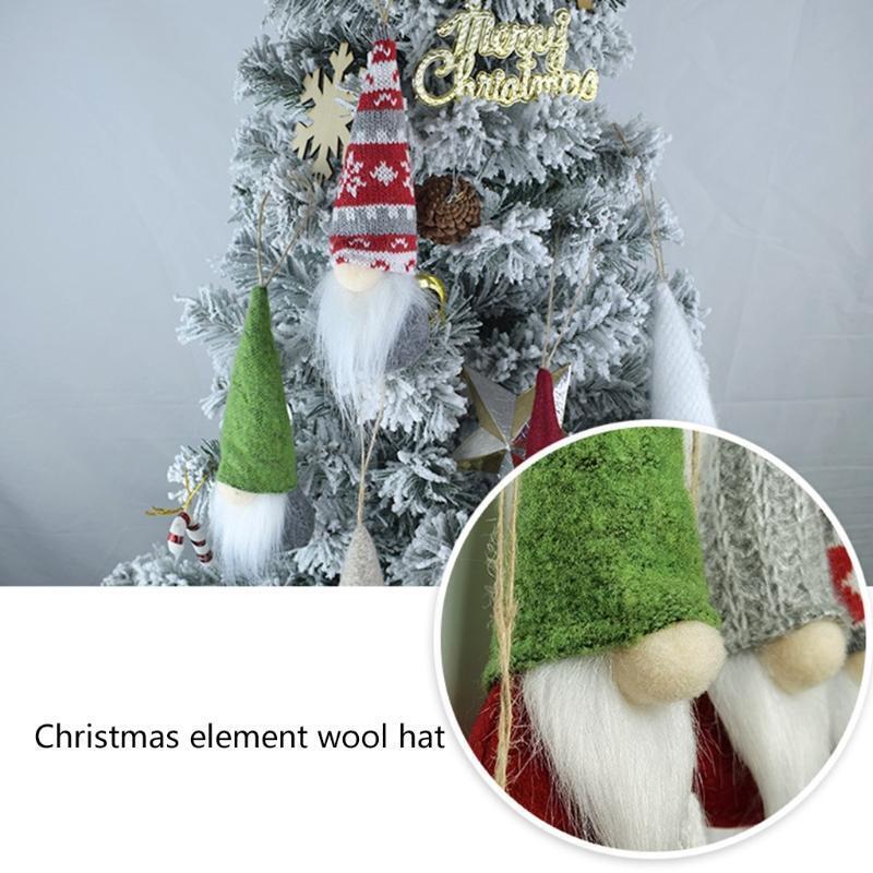 Christmas Tree Hanging Gnomes Ornaments Set of 5 Swedish Handmade Wool Santa Elf