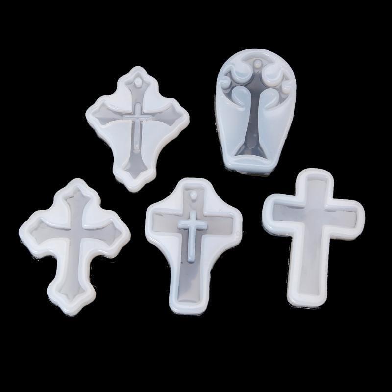 5Pcs Cross Shape Silicone Pendant Jewelry Casting Mold for DIY Jewelry Making