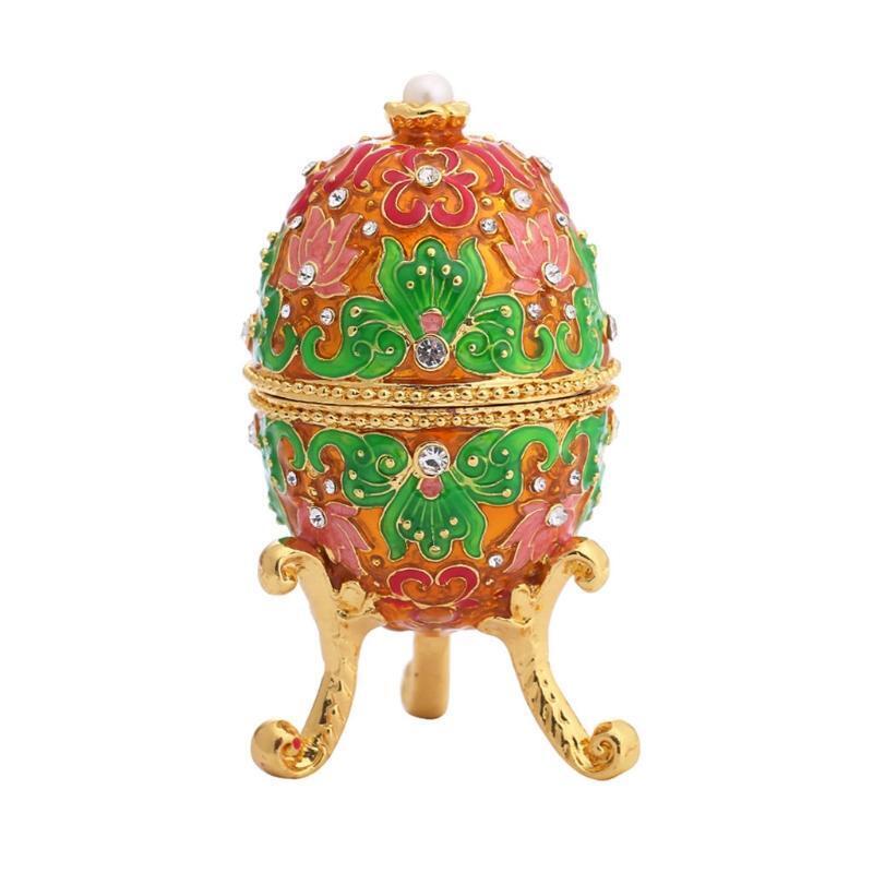 Trinket Box with Enamel & Sparkling Rhinestones for Jewelry Luxurious Home Decor