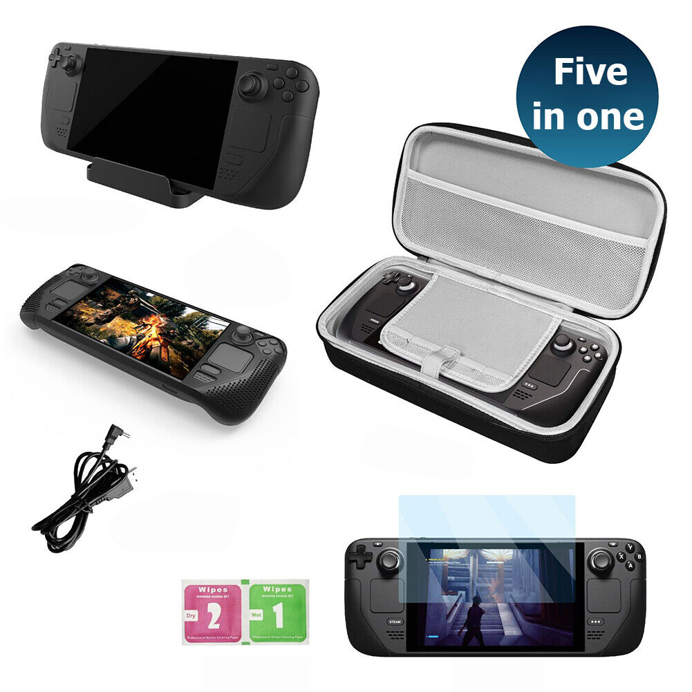 Console Silicone Sleeve Tempered Film Bracket Cable with Bag for Steam Deck