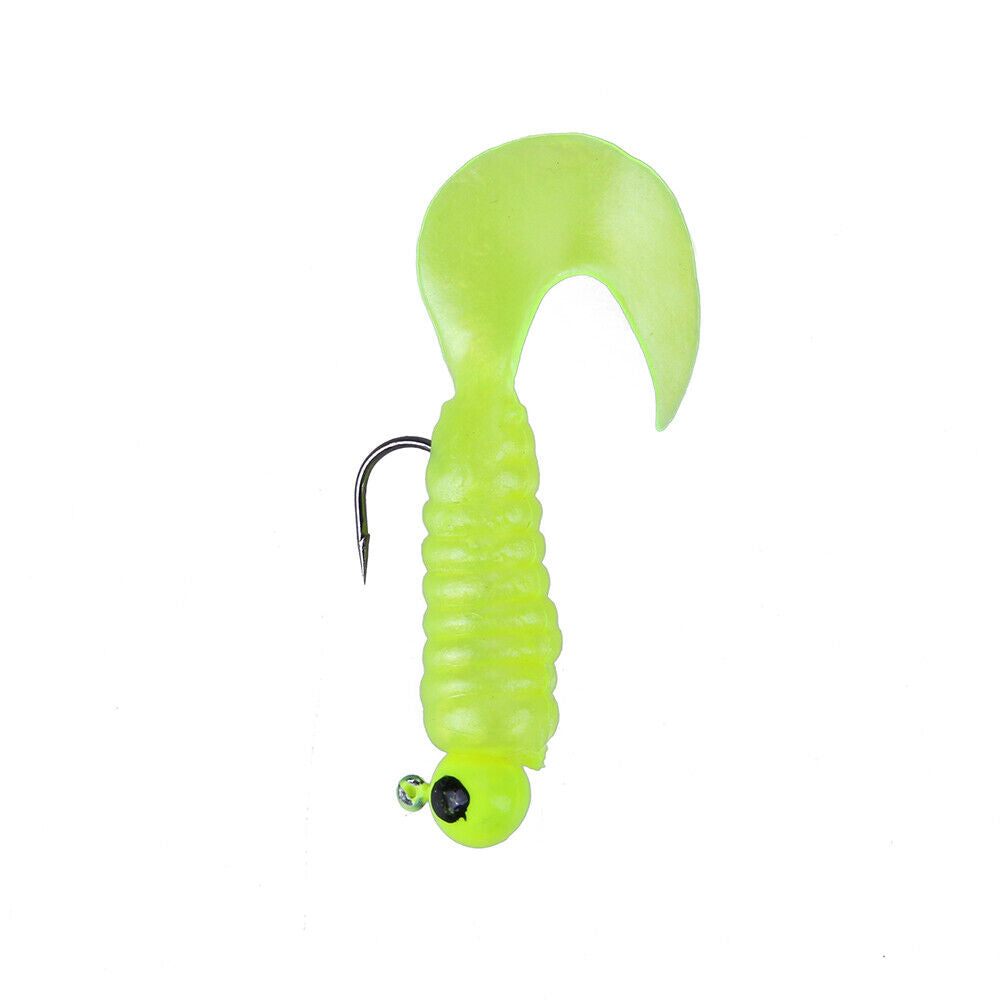 1.75g 4.4cm Soft Fishing Worm Lure with Lead Bait Hook Fish Tackle(Yellow)