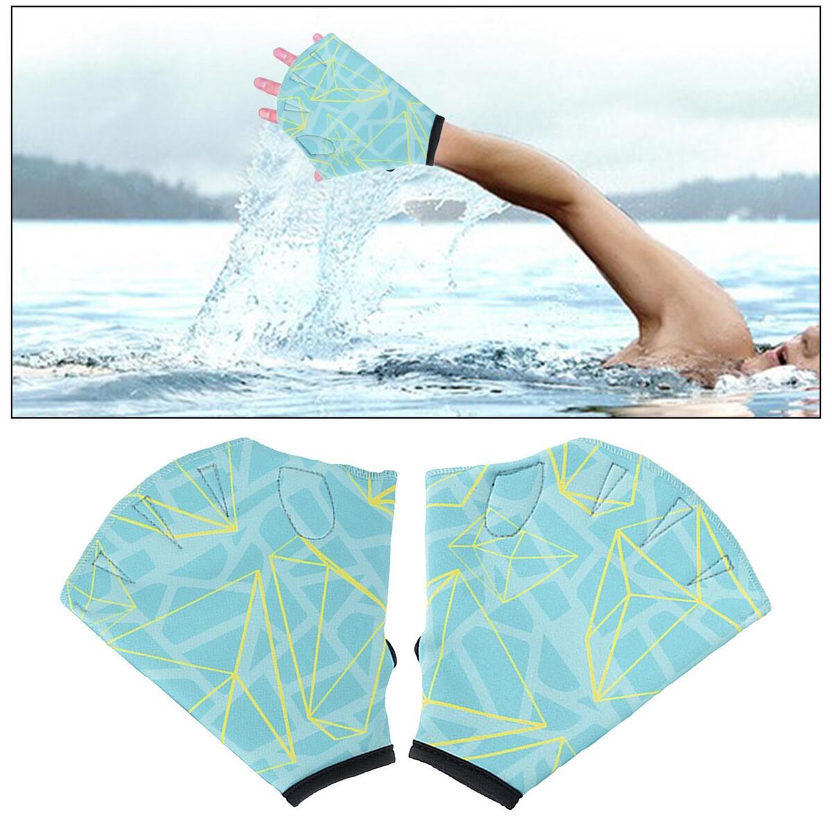 Swimming Webbed Gloves Snorkeling Swim Training Gloves Diving Hand fin Green S