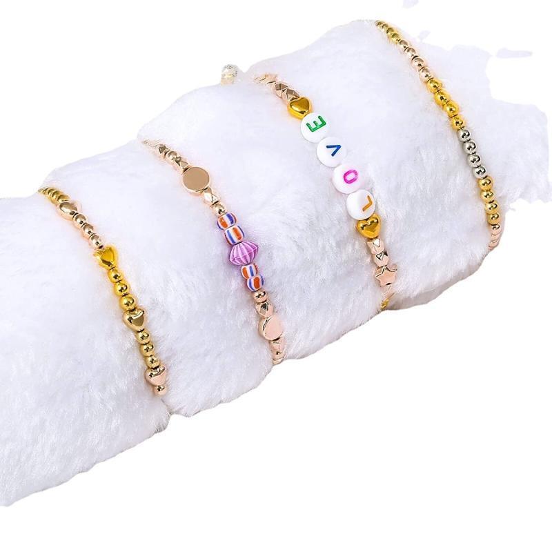 2160 Pieces Spacer Beads Set Various Shapes Bracelet Beads Heart Round Beads