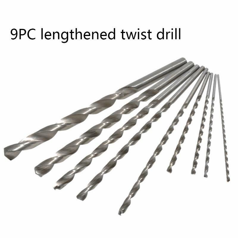 150/200mm High-speed Steel Straight Shank Twist Drilling Bit Set 9Pcs