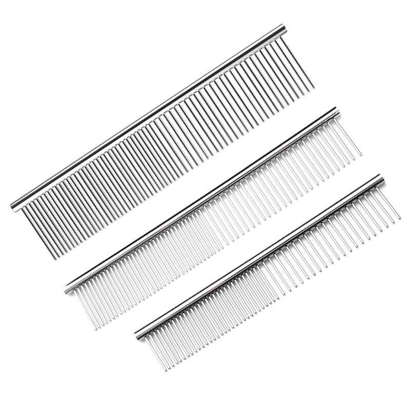 3Pcs Pet Grooming Combs 2-in-1 Stainless Steel Professional Comb for Dogs & Cats