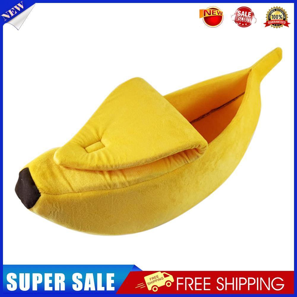 Cute Banana Shape Pets Bed House Warm Cat Nest Dog Mat Kennel (Yellow M)