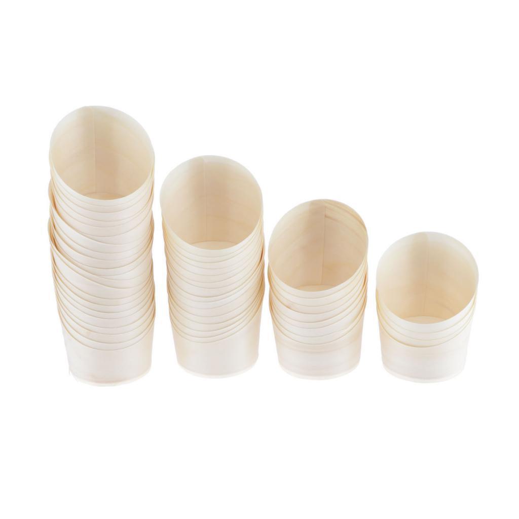 50-Pack Mini Disposable Wood Oblique Mouth Cups Party Tableware Supplies