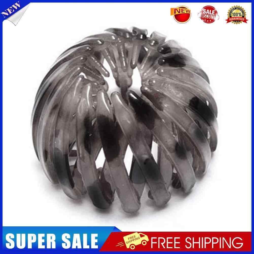 Women Bun Hair Claw Expanding Ponytail Buckle Bird Nest Hair Clip (Grey)