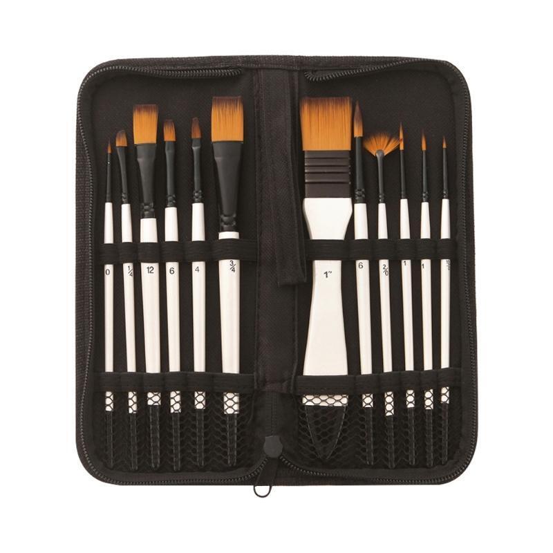 12PCS/Pack Portable Acrylic Oil Painting Brush Set for Watercolor Oil Painting