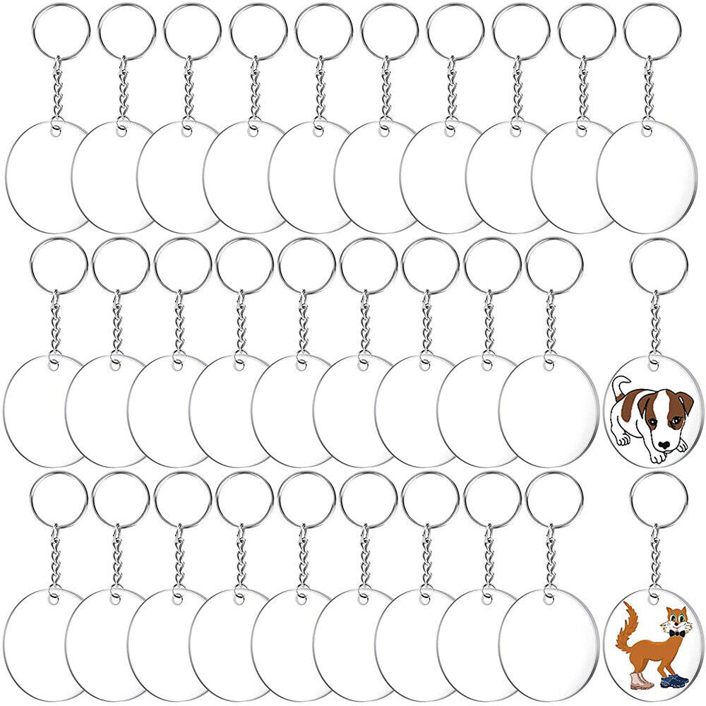 Party Blanks DIY Clear Acrylic Keychain Set Making Tassels Kit Vinyl Ornaments