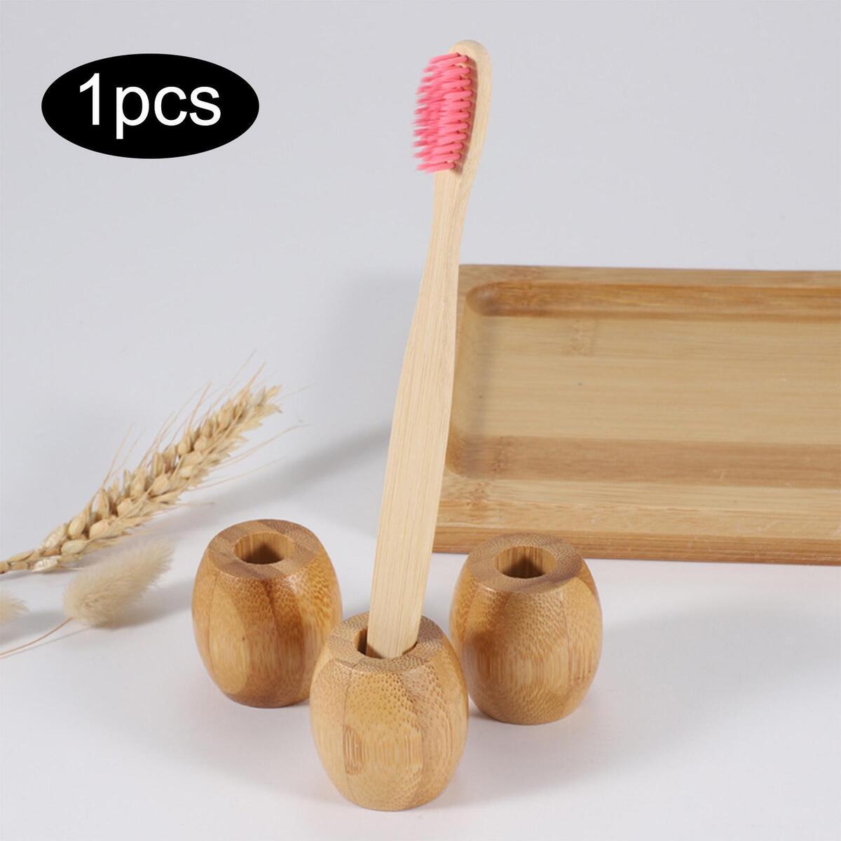 Multifunctional Bamboo Toothbrush Holder Wood Single Stands for Brushes