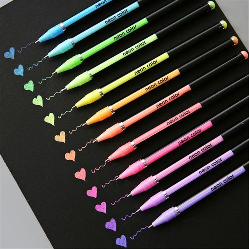 48 Colors/Set Gel Pen Metallic Marker Pens Neon Color Sketch Pen Creative Pen