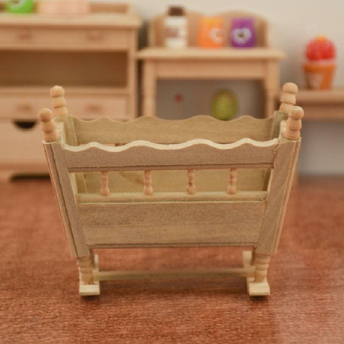 Mini 1/12 Scale Cradle Bed Shelf Life Scene Living Room Ornaments