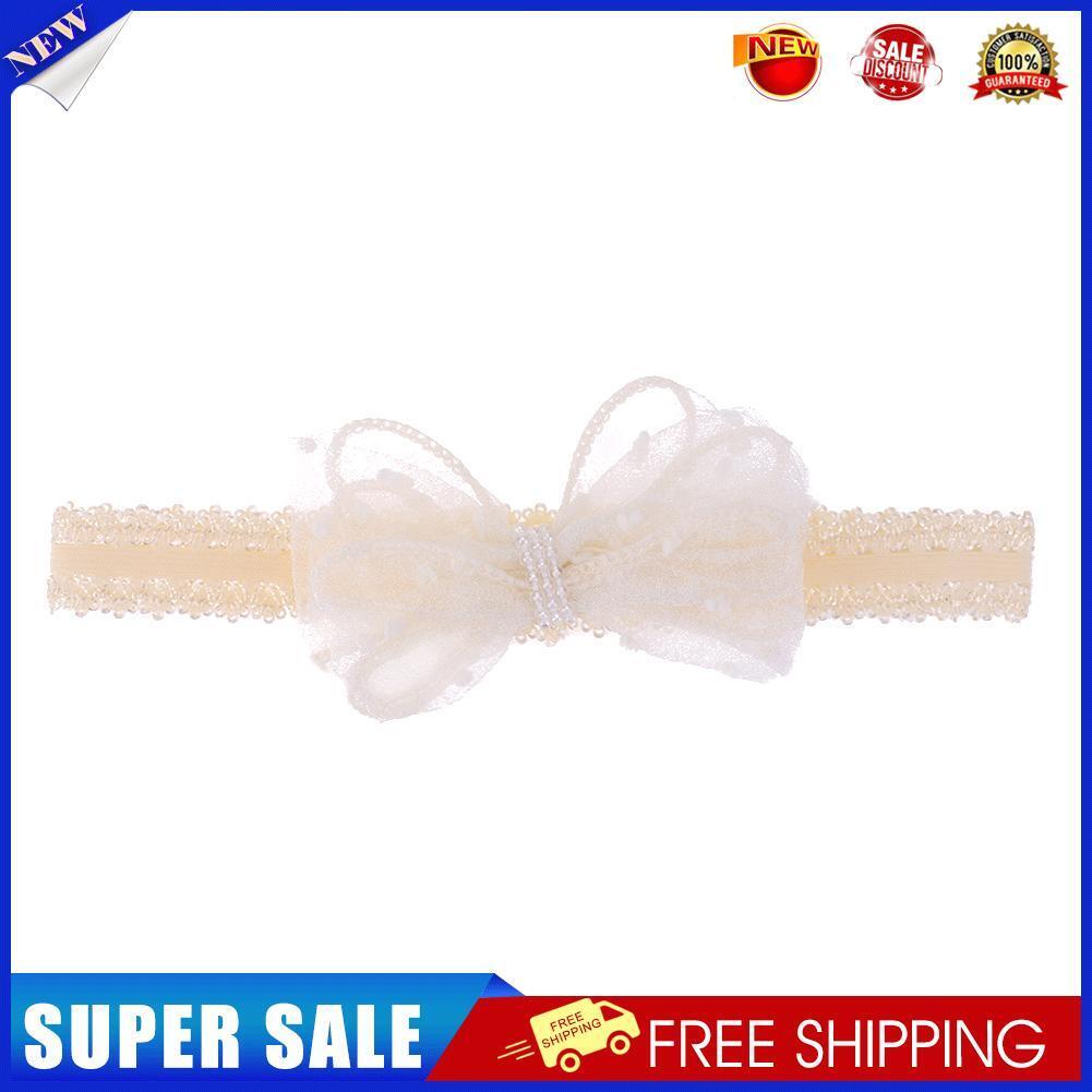 Cute Newborn Baby Girls Headband Bowknot Girls Headwear Headdress(White)