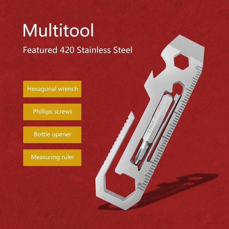 Upgraded Pocket Multitool Bottle Opener Slot-Cross Screwdriver Wrench Outdoor